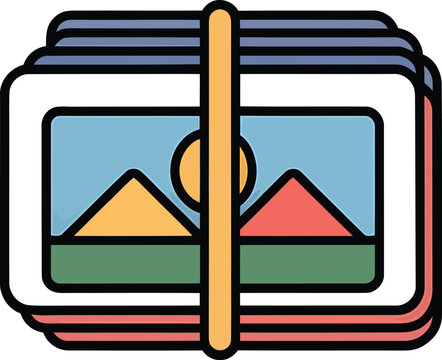Photo album icon stack of pictures scrapbook image display creative collection