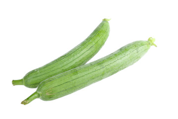 Fresh Long Loofah Cucumbers on White Background - Shandong Vegetable