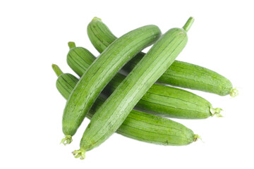 Fresh Green Loofah Vegetables from Shandong Shouguang on White Background