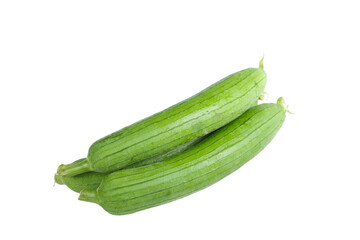 Fresh Green Loofah Gourds from Shandong Shouguang China on White Background
