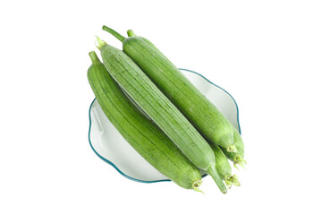 Fresh Shandong Silk Melons on White Plate - Traditional Chinese Shouguang Vegetable