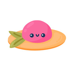 Cute Pink Mochi Japanese Sweet Snack Food Illustration