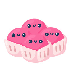 Cute Pink Mochi Japanese Sweet Snack Food Illustration