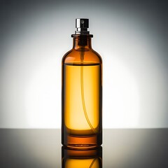 Elegant amber perfume bottle with reflected light