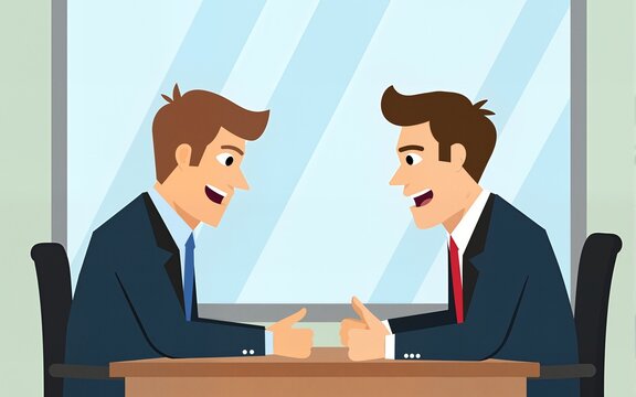 Job interview isolated cartoon scene set with headhunter manager and job sicker meeting in office. High quality