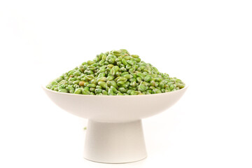 Fresh Green Mung Bean Kernels in White Bowl - Healthy Legume Ingredient