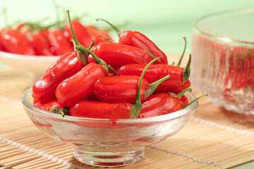 Fresh Red Goji Berries Wolfberries from Ningxia China in Glass Bowls Healthy Superfood Ingredients