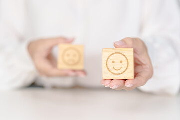 Woman show Emotion face block, Mental health Assessment, Psychology, Health Wellness, Feedback,...