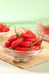 Fresh Red Goji Berries Wolfberries from Ningxia China in Glass Bowl Healthy Superfood Ingredient