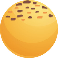 Fototapeta premium Illustration Of A Yellow Round Cookie With Brown Chocolate Chips Scattered Across Its Surface On A Transparent Background