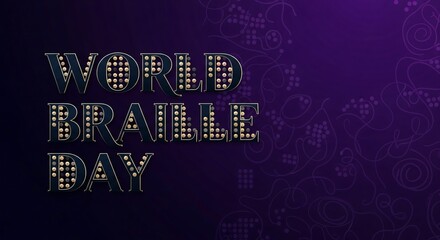 World Braille Day Celebration Purple Background Accessibility for Visually Impaired Awareness