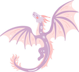 Pastel Purple Flying Dragon Illustration