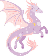 Pastel Purple Flying Dragon Illustration