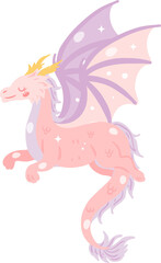Pastel Pink Flying Dragon Illustration