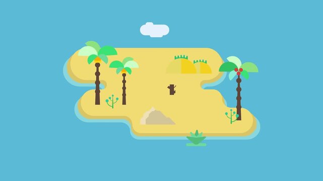 Minimalist Animation of a Deserted Tropical Island.