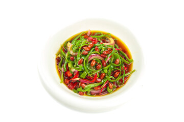 Fresh Hunan Tiger Pepper Salad with Green Red Chilies Chinese Spicy Vegetable Dish Farmhouse Style Bowl