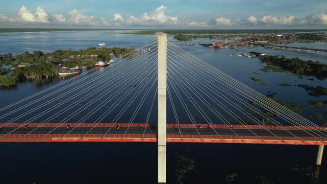 Drone images of the Nanay River in Iquitos, a river in the Amazon rainforest located in Loreto, Peru