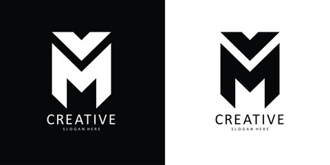 M letter monogram logo, MM initials logo design.