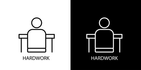 Icon Illustration of a person working at a desk representing the concept of hard work and dedication in an office setting