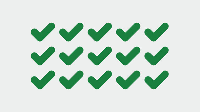 Numerous green checkmarks arranged in rows symbol success