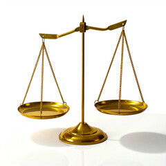 Golden Balance Scale with Lower Left Pan Depicting Justice, Imbalance, and Ethical Weighing for Legal and Editorial Use