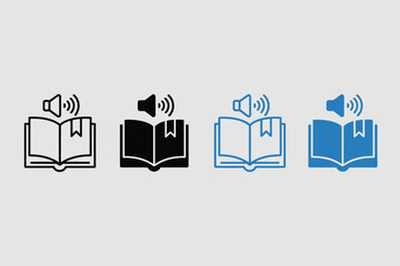 Open books with audio speaker icons audiobook