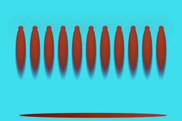  	Vertical Red Shapes with Cyan Background