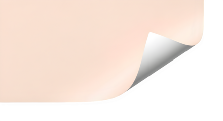 A light peach colored paper with a curled corner revealing a white underside against a black background