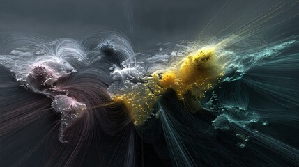 Dynamic world map data visualization showing global connections and networks, perfect for technology, business, and international relations concepts