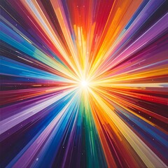Obraz premium Burst of radiant light with colorful diverging beams