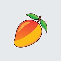 Mango fruit vector illustration showcasing sweet and juicy fruit with leaves ideal for healthy eating at market restaurant or juice packaging design in vibrant colors