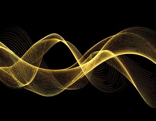 Abstract golden waves on a black background create a dynamic design.