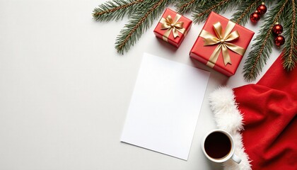 Christmas Preparation with Gifts and Coffee on a Festive Table