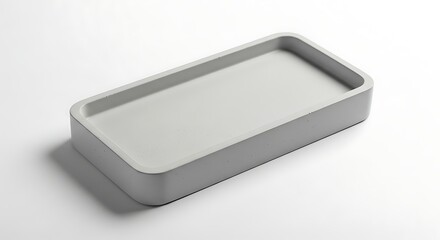 Minimalist Gray Concrete Tray for Home Decor and Organization.