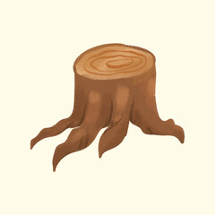 Illustration of an Watercolor Painting wood stump