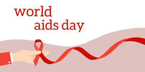 World aids day awareness symbol of red ribbon