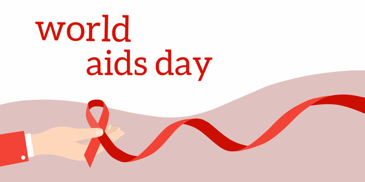 World aids day awareness symbol of red ribbon