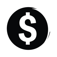 Dollar sign in a black circle isolated on for finance