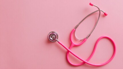 Fototapeta premium Pink Stethoscope on Soft Pink Background for Medical Themes