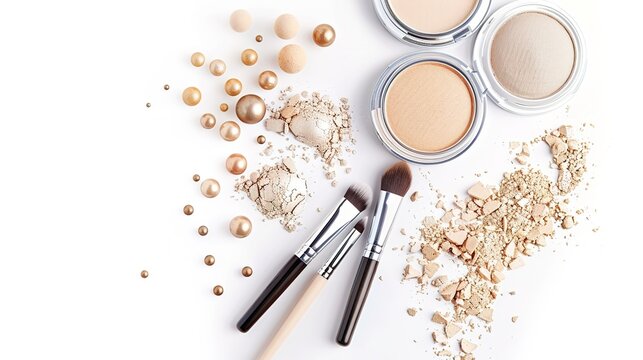 High-Definition Luxury Cosmetics Still Life on White Background &ndash; Minimalist Makeup & Skincare Product Photography for Branding, E-Commerce & Design Projects. Featuring premium lipsticks, liquid found
