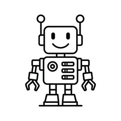 A friendly smiling robot character illustration, artificial intelligence and future technology innovation.