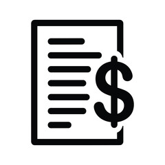Invoice icon with dollar sign isolated on for business concept