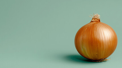 Fresh onion resting on a green surface in a simple setup