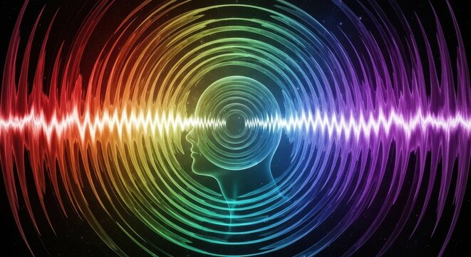 Abstract representation of cognitive processes mind wave frequency and mental connection