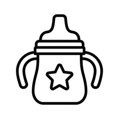 Baby bottle with handles and star icon. essential feeding accessory for infants and toddlers.
