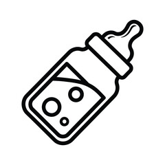 Baby bottle icon with milk and nipple, representing infant feeding and childcare graphic element