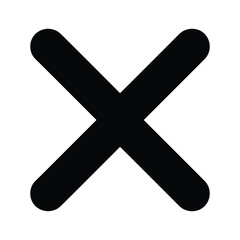 Black cross mark isolated on, a simple symbol of rejection