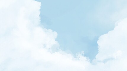 A serene sky filled with soft, fluffy clouds against a pale blue backdrop, evoking a sense of calm and tranquility.