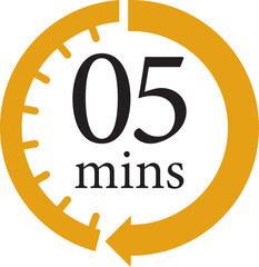 Minute Timer Icon.Minute interval circular arrow vector. Countdown timer symbol.Alarm clock symbol. Watch countdown and Stopwatch sign. Simple express pictogram collection. Label cooking time.