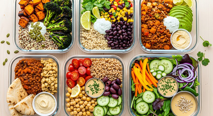 Vegan lunch containers vegetables grains and legumes perfect for nutritious and colorful meal 62155722 1